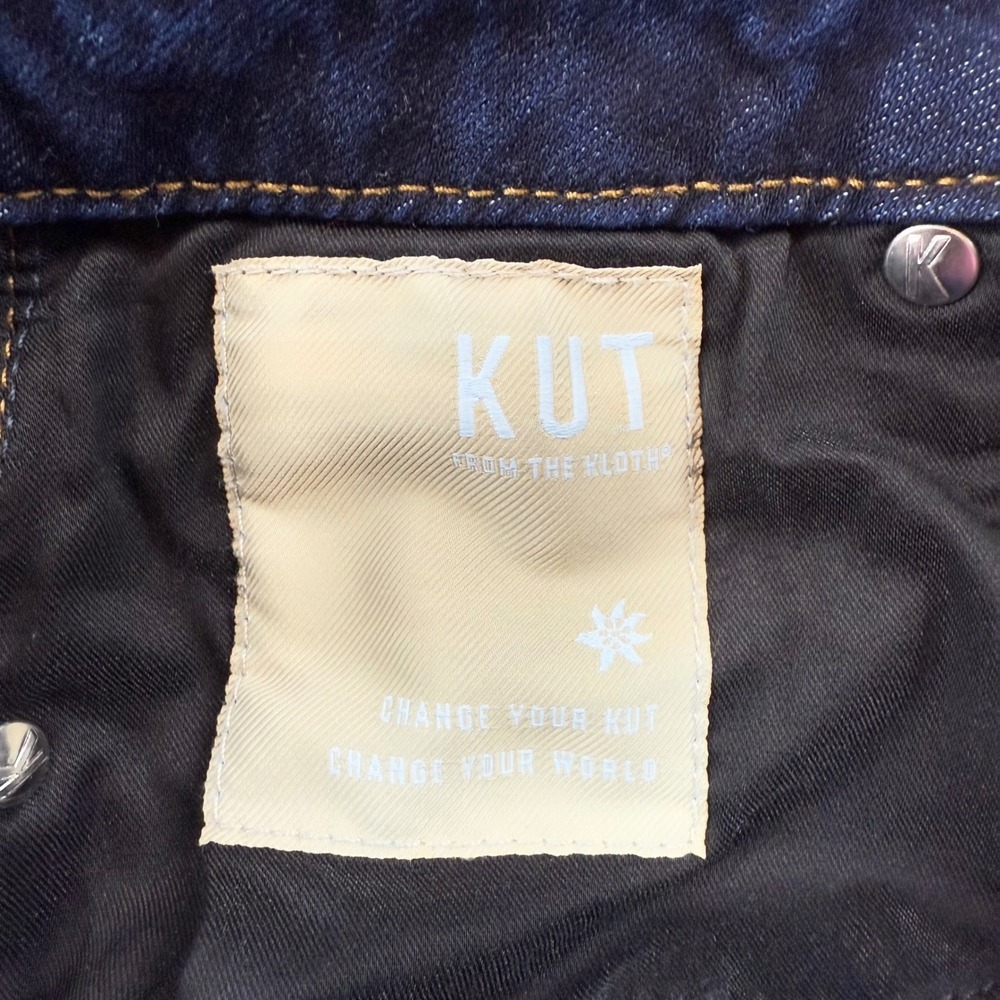 KUT from the Kloth Meg Fab Ab Wide Leg Jeans Dark Wash Raw Hem 2P - Picture 4 of 11